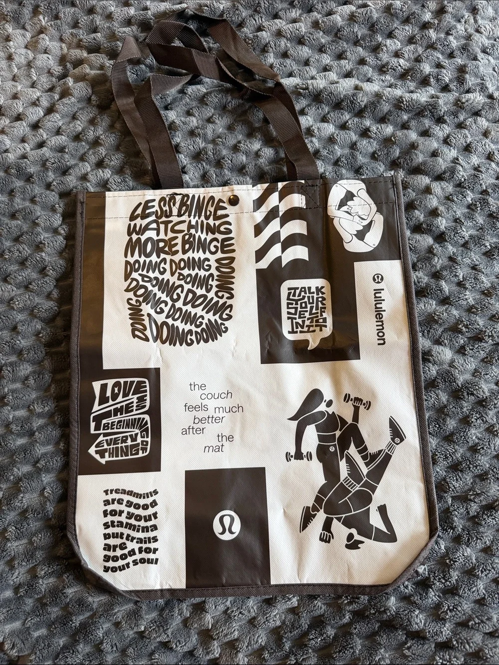 lululemon athletica Brown and White Graphic Tote Bag